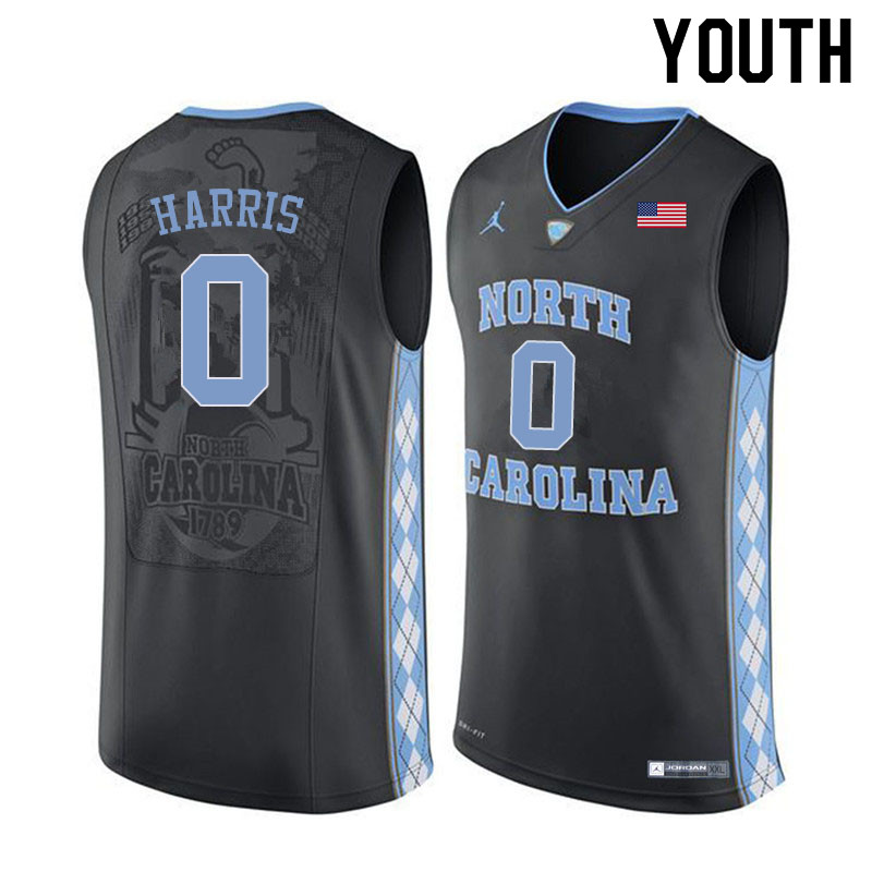 Youth #0 Anthony Harris North Carolina Tar Heels College Basketball Jerseys Sale-Black